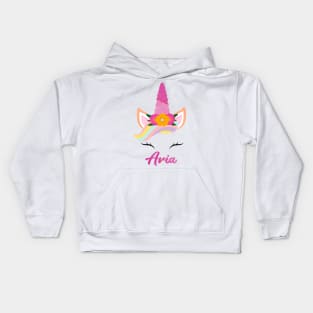 Name aria unicorn lover Kids Hoodie